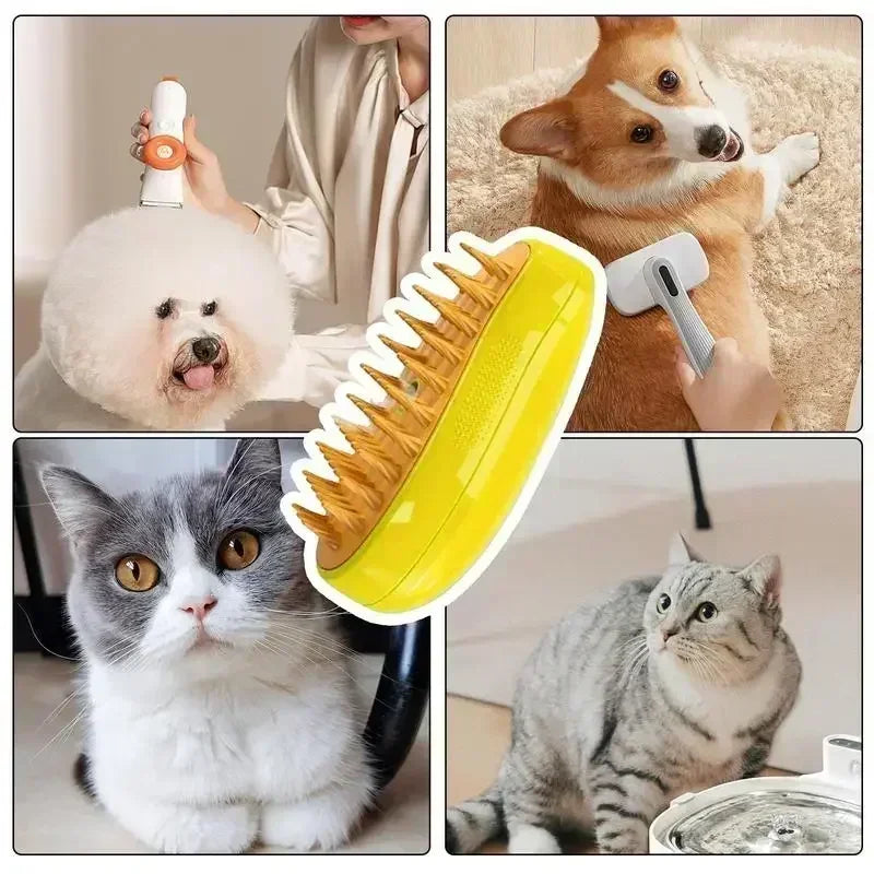 Cat & Dog Grooming Comb with Electric Spray Water Spray Soft Silicone Depilation Brush Kitten Pet Bath Brush Grooming Supplies